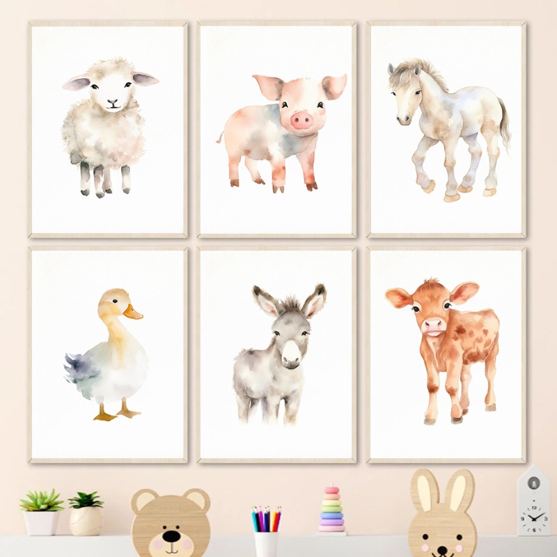 Watercolor Farm Animals Baby H - Agriculture Vertical Farming review and price